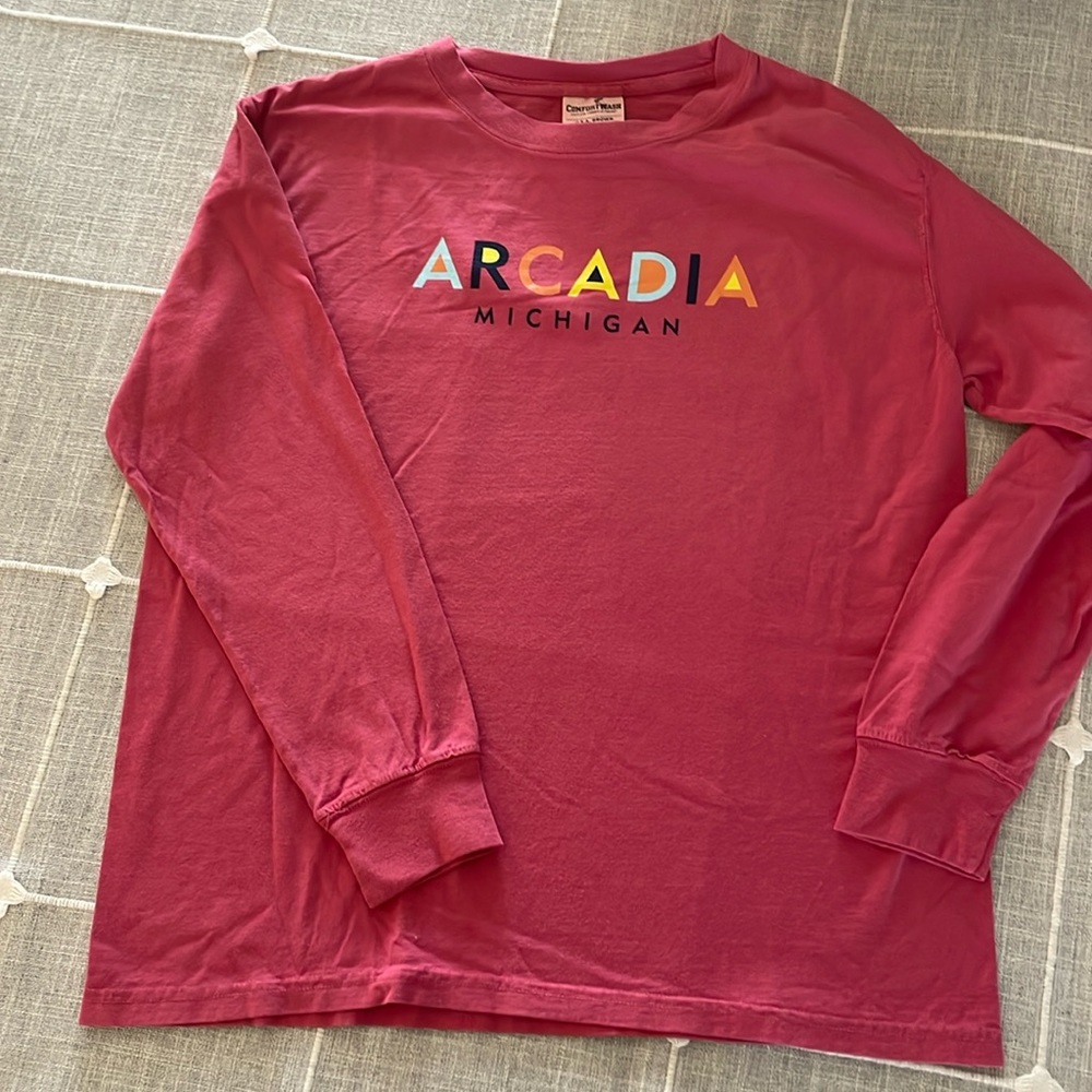 Comfort Wash Youth Long Sleeve Pullover Tee Shirt w Arcadia Michigan NWT